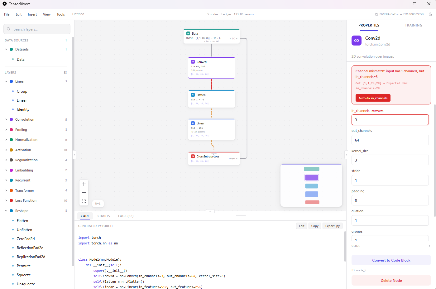 Shape error detection with visual indicators